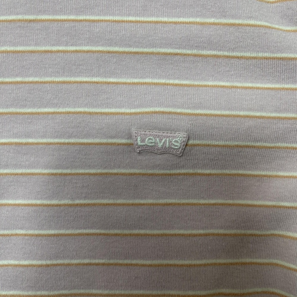 Levi's Shirt Womens Medium Pink Stripe Crew Neck Long Sleeve Cotton Jersey Top - Picture 2 of 10